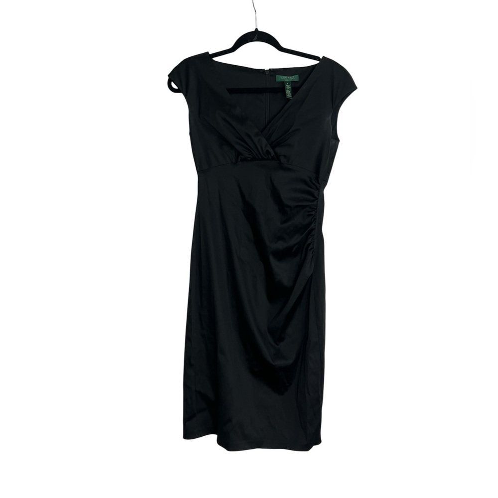 Ralph Lauren Black Sheath Midi Dress V-Neck